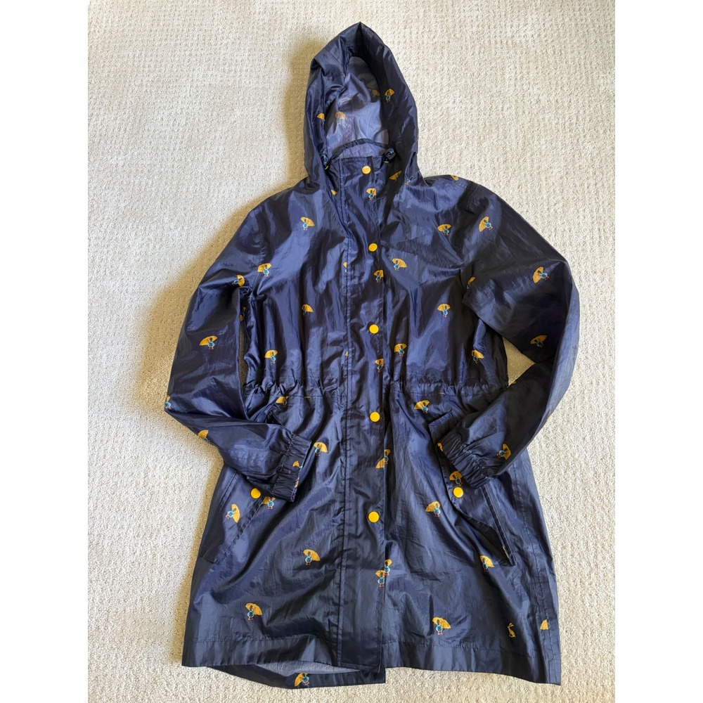 Joules Right as Rain Raincoat Women 4 Navy Duck Umbrella Print Waterproof